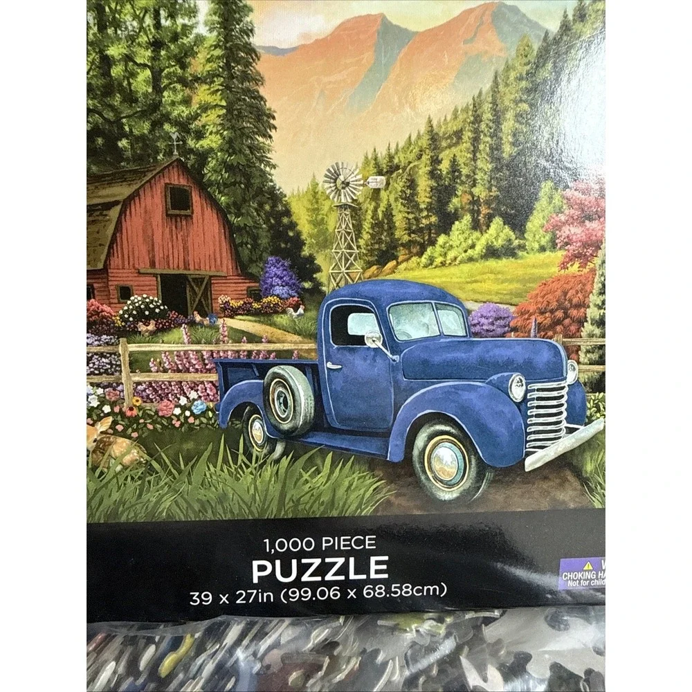 Brother Sister Design‎ 1000 Piece Puzzle Old Blue Truck And Red Barn NEW Sealed
